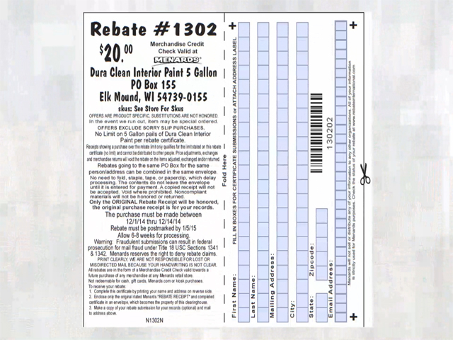 5449 Rebat Form At Menards