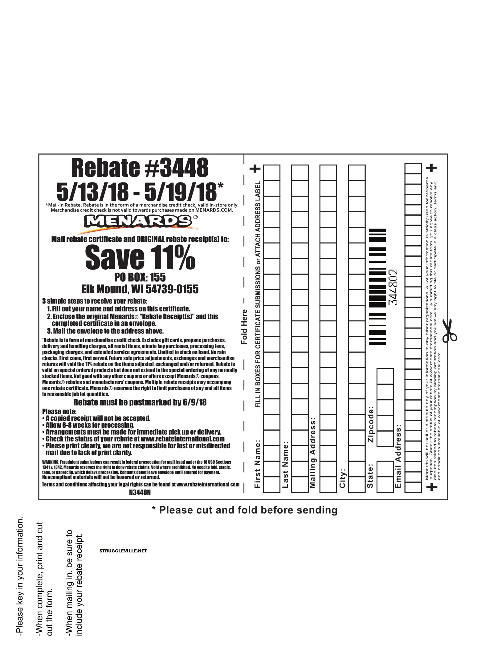 Menard Rebate Form 3448