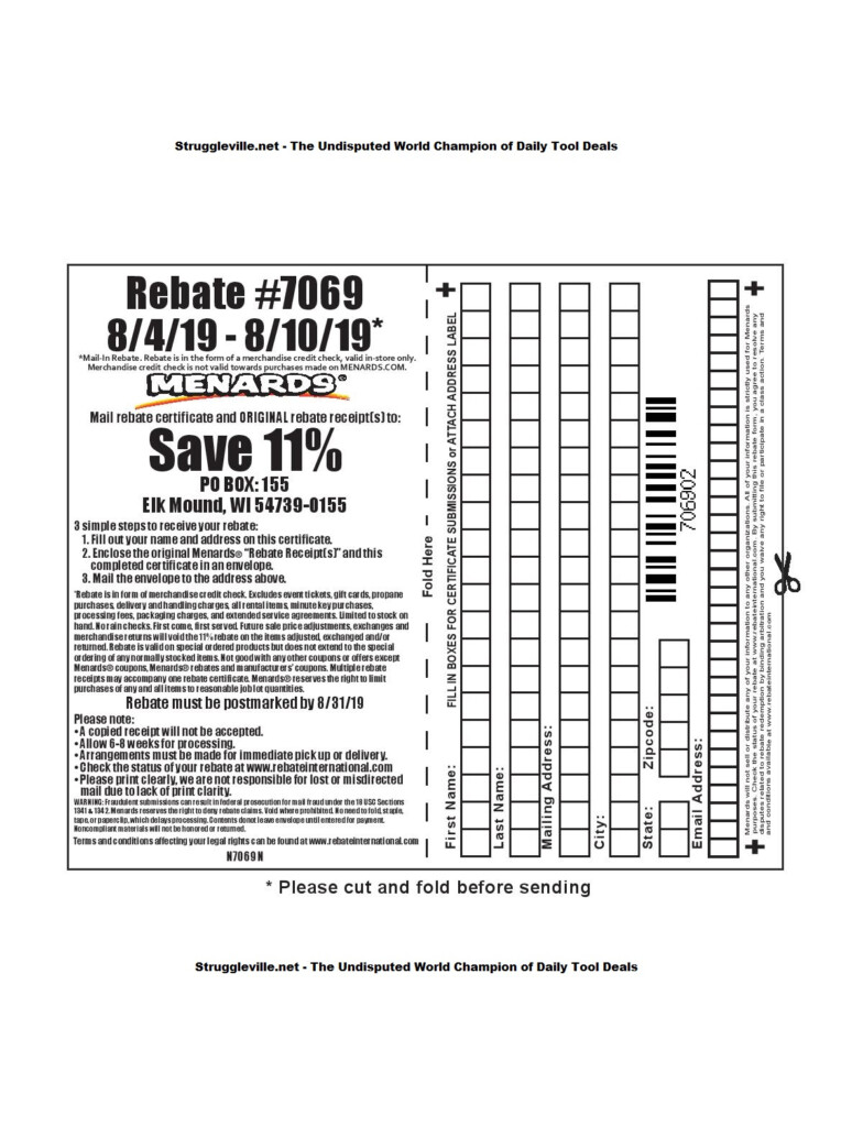 Menards 11 Rebate Form 7079