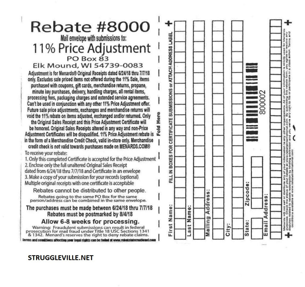 Menards 11 Rebate Form March 2022