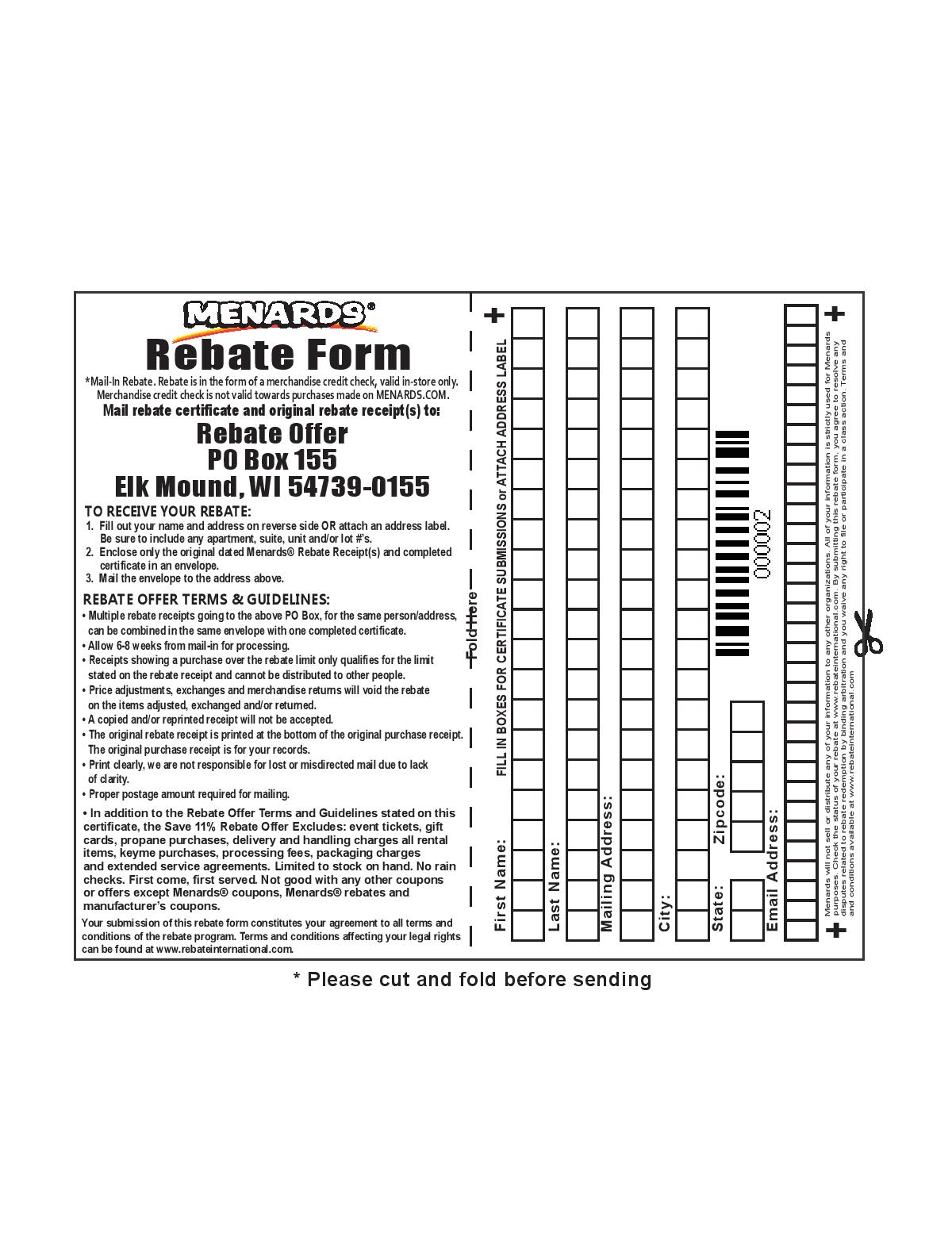 Menards 11 Rebate Form September 2022