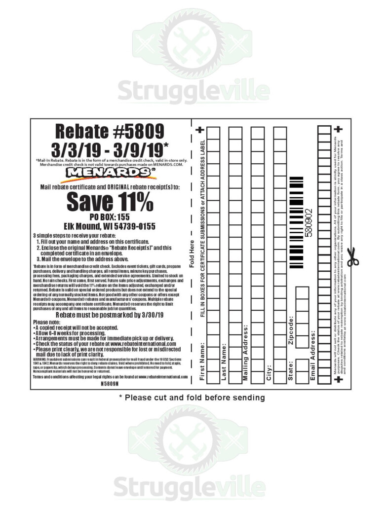 Menards 5809 Rebate Form