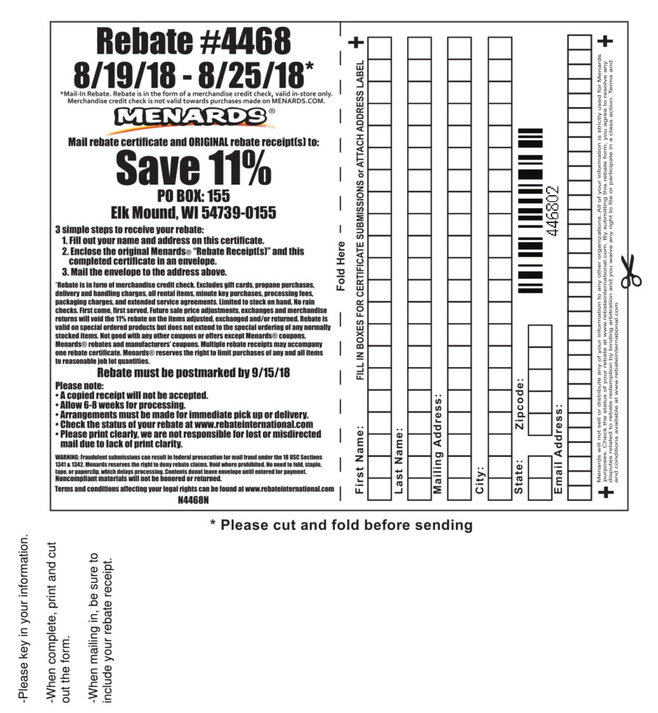 Menards.com/rebate Form