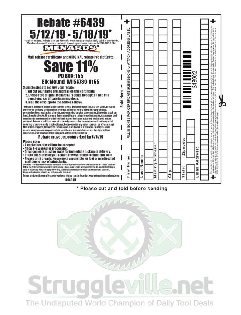 Menards Ebate Form 6439 11 Rebate