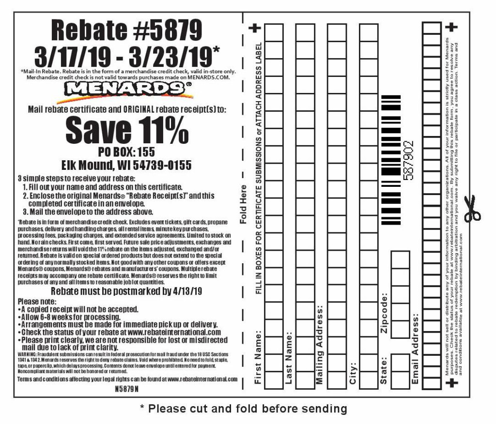 Menards Rebate 5879 Form