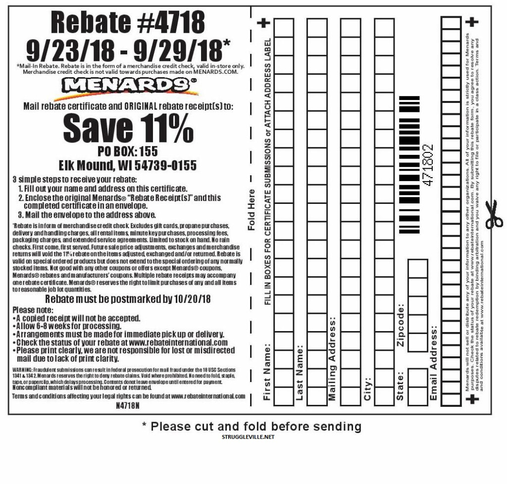 Where To Mail Menards Rebate Form