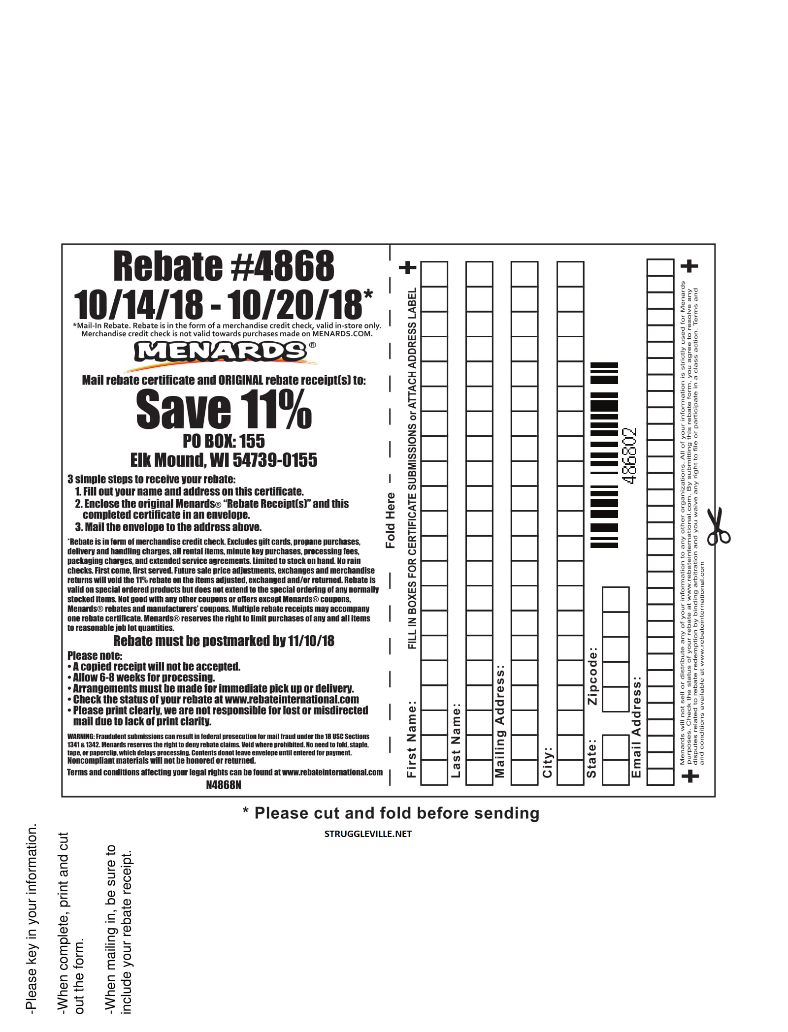 Where To Send Menards 11 Rebate Forms