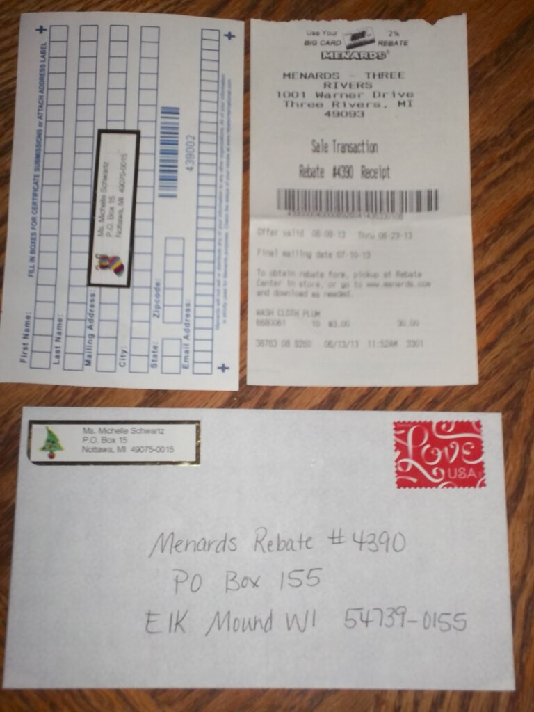 Menards Rebate Envelope