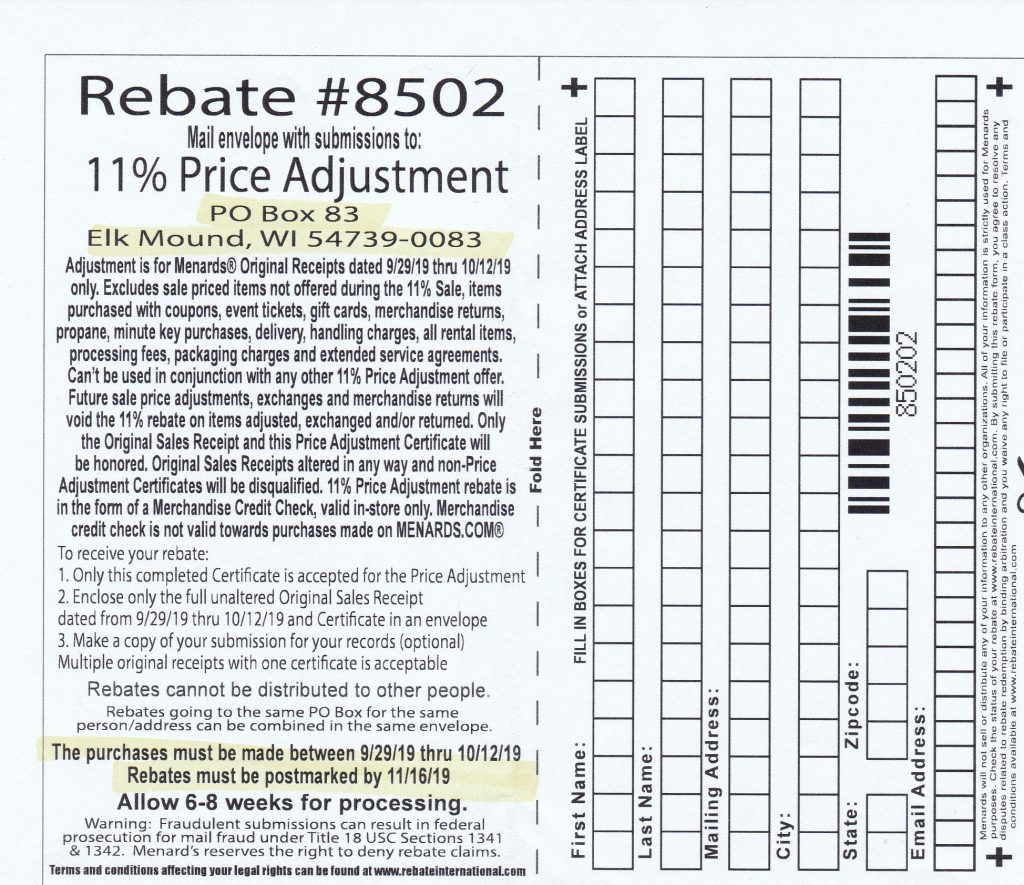 Upcoming Rebates At Menards