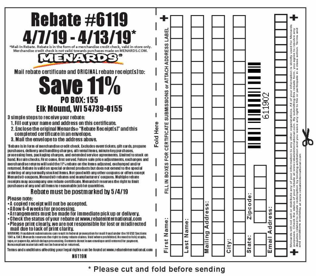 Menards Com 6119 Rebate