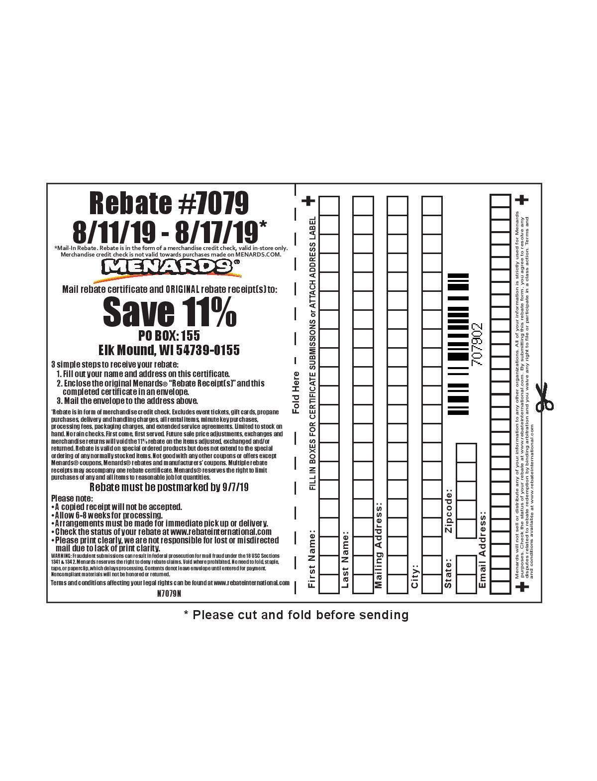 Menards 7079 Rebate