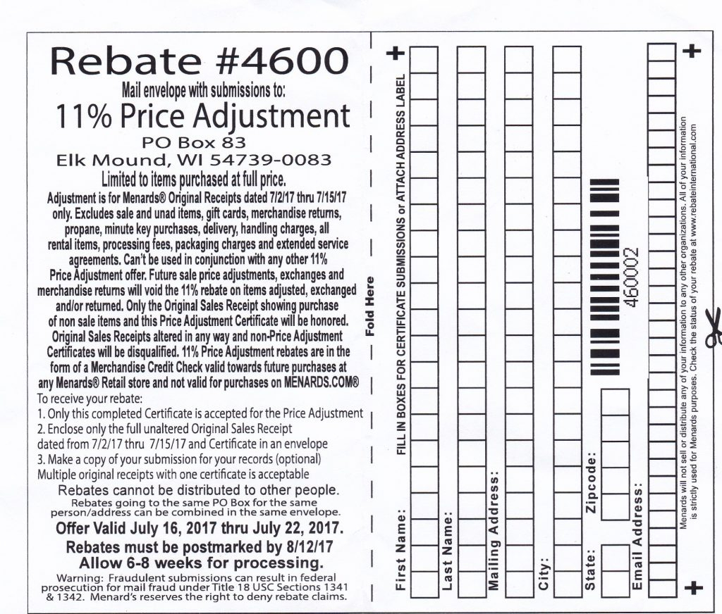 How Long For Menards Rebate Processing